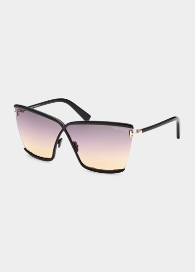 Tom Ford Elle 02 Acetate/metal Butterfly Sunglasses In Shiny Black