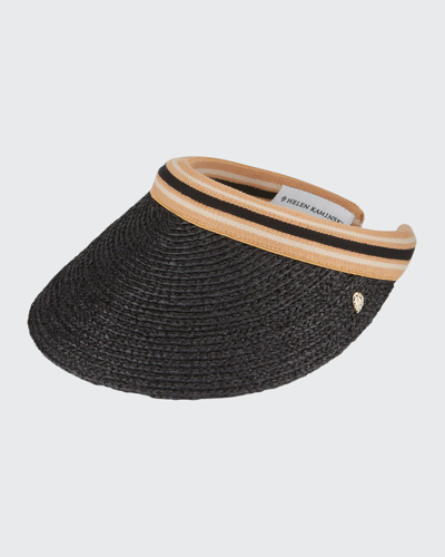 Helen Kaminski Bianca Classic Slide-on Raffia Visor In Neutral Black