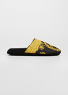 Versace Men's Barocco-print Mule Slippers In Black