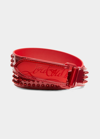 CHRISTIAN LOUBOUTIN MEN'S PATENT LEATHER SPIKE LOUBI BELT