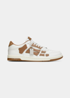 Amiri White & Brown Low Skel Top Sneakers In White/brown