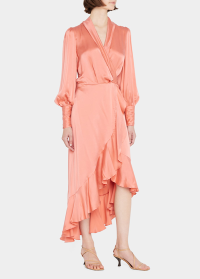 ZIMMERMANN RUFFLED MIDI WRAP DRESS