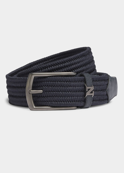 Zegna Men's Braided Rayon Belt In Blue