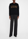 Puppets And Puppets Sequin Spider Web Logo Wool Blend Sweater In Black