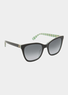 Kate Spade Desis Square Acetate Sunglasses In Black