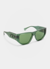 Ferragamo Monochrome Rectangle Plastic Sunglasses In Transparent Green