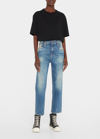 R13 Shelley Distressed Slim Straight Ankle Jeans In Kelly Stretch