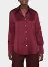 Vince Ruched-back Collared Silk Blouse In Plum Wine