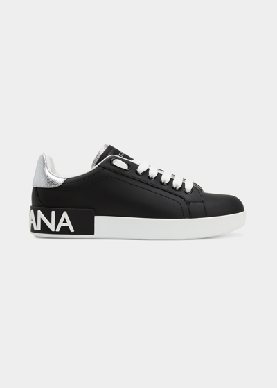 DOLCE & GABBANA LEATHER LOGO LOW-TOP SNEAKERS