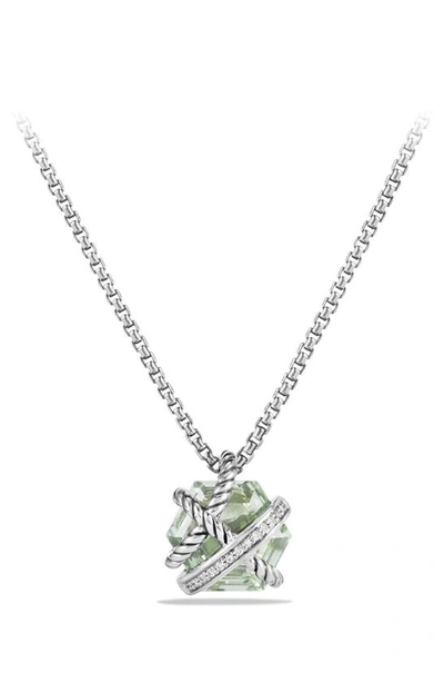 David Yurman Cable Wrap Pendant Necklace With Diamonds In Prasiolite