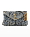 Saint Laurent Loulou Ysl Small Quilted Denim Shoulder Bag In Rodeo Blue