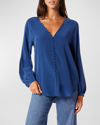 Joie Shariana Long Sleeve Silk Top In Blue In Estate Blue