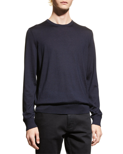 Zegna Men's Cashmere Crewneck Sweater In Navy Solid