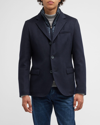 Herno Blazer In Cashmere And Nylon Ultralight In Blue