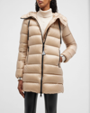 Moncler Suyen Down Quilted Nylon Hooded Parka In Stone