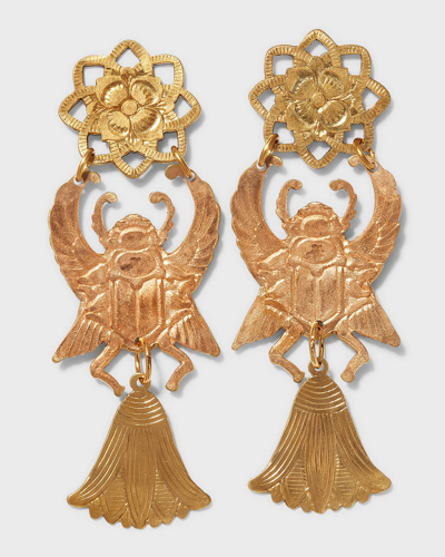 We Dream In Colour Thebes Matte Brass Earrings In Gold