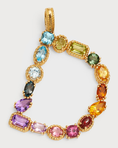 Dolce & Gabbana 18kt Yellow Gold D Letter Gemstone Pendant