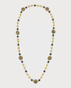 DOLCE & GABBANA 18K YELLOW GOLD BLACK JADE AND BLACK SAPPHIRES NECKLACE, 80CM