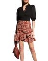 Veronica Beard Jeans Coralee Puff Sleeve Button-front Top In Black