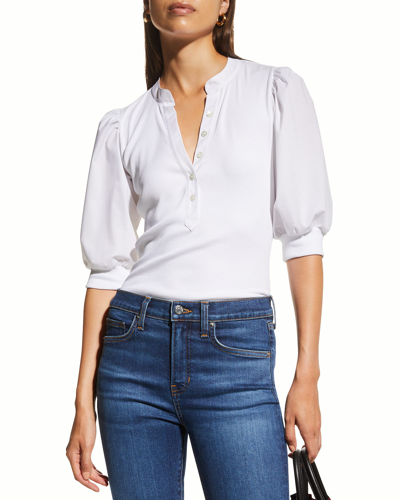 VERONICA BEARD JEANS CORALEE PUFF SLEEVE BUTTON-FRONT TOP