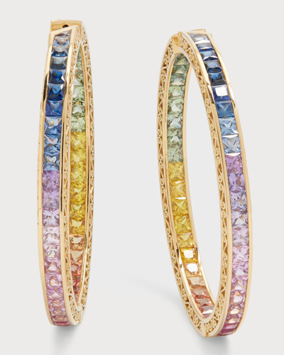 Dolce & Gabbana 18k Yellow Gold Multi-sapphires And 2 Round Diamond Earrings