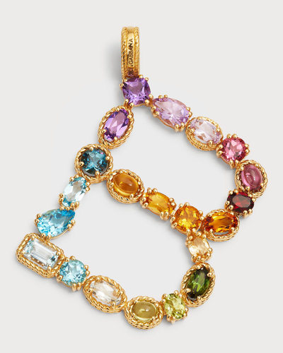 Dolce & Gabbana Rainbow Alphabet B 18kt Yellow Gold Multi-stone Pendant