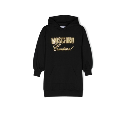 Moschino Kids' Black Logo Print Cotton Sweatshirt Dress
