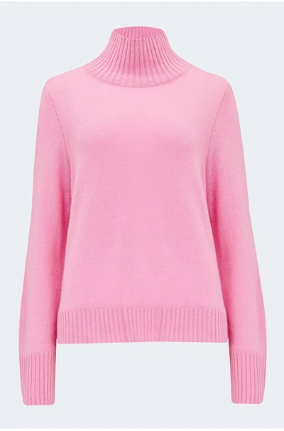 Allude Roll Neck Jumper In Swan Lake In Pink