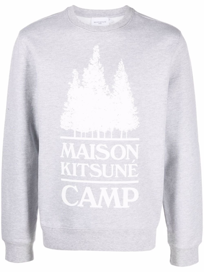 Maison Kitsuné Mélange-effect Logo Sweatshirt In Grau