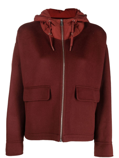 Yves Salomon Wool-cashmere Hooded Jacket In Rot