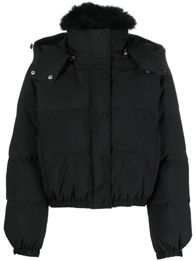 Yves Salomon Hooded Down Jacket In Schwarz