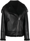 YVES SALOMON CRACKED-EFFECT BIKER JACKET