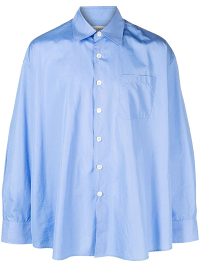 Our Legacy Borrowed Cotton-poplin Shirt In Blue
