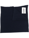 Jil Sander Black Wool Blend Scarf In Blau