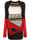 Marine Serre Long-sleeved Knit Dress In Braun