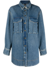 Pinko Denim Patch-pocket Jacket In Blau