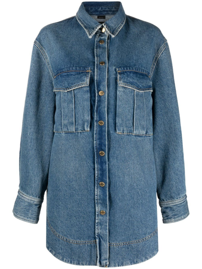 Pinko Denim Patch-pocket Jacket In Blue