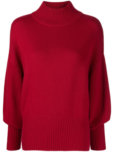 N•peal Mock-neck Cashmere Jumper In Red