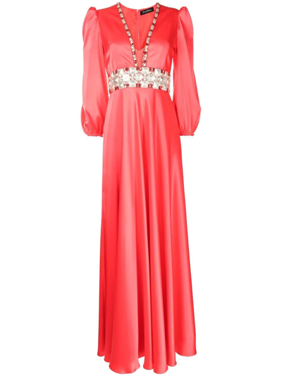 Jenny Packham V-neck Day Dress In Red