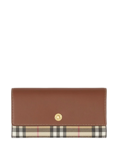 Burberry Vintage Check Continental Wallet In Nude