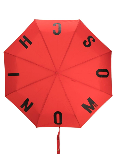 Moschino Logo-print Folded Umbrella In Red