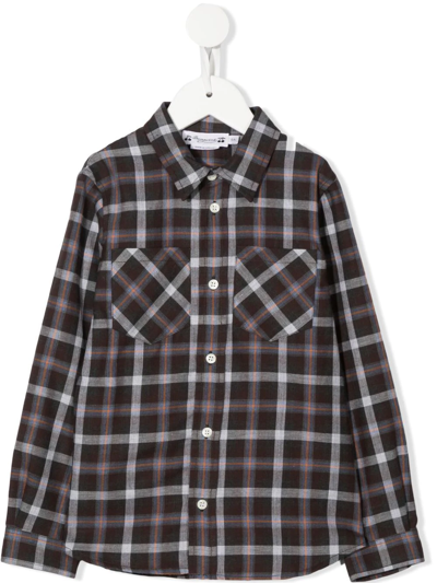 Bonpoint Check-pattern Long-sleeve Shirt In Braun