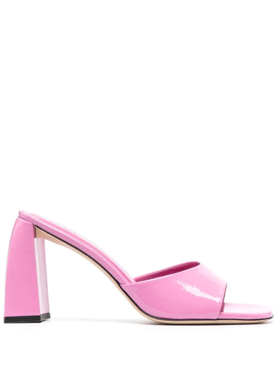 By Far Michele 95 Patent Leather Mule In Bubblegum