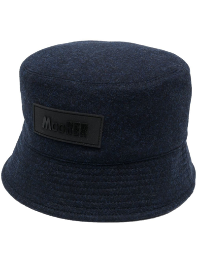 Moorer Logo-patch Felt Bucket Hat In Blau