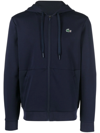 Lacoste Logo-patch Zipped Hoodie In Navy
