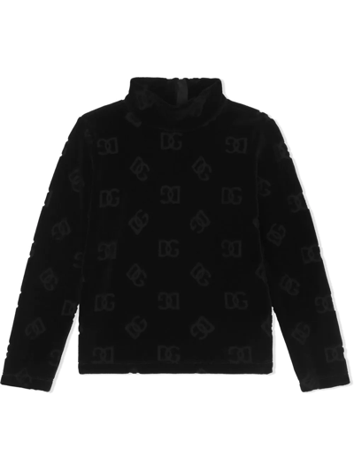Dolce & Gabbana Logo-jacquard Half-zip Jumper In Black