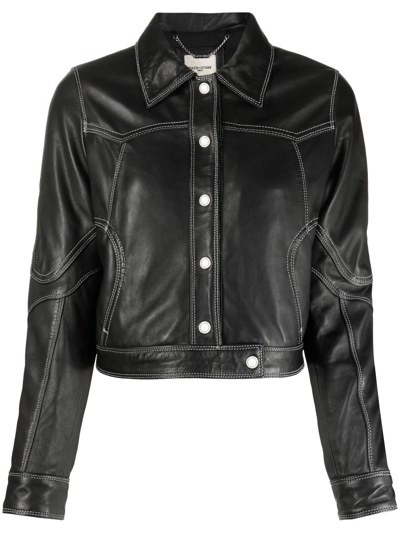 Each X Other Button-up Leather Jacket In Black
