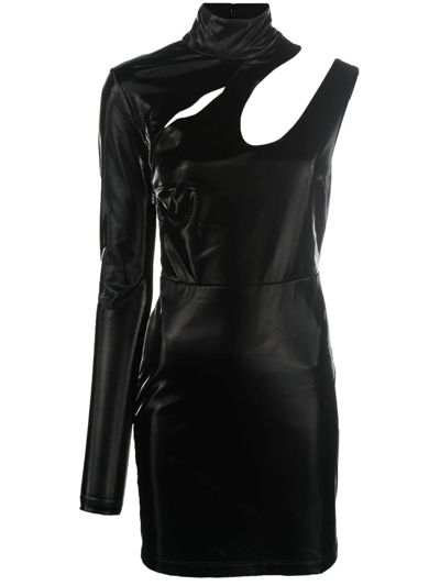 Rotate Birger Christensen Black Fallem Cutout Vinyl Mini Dress