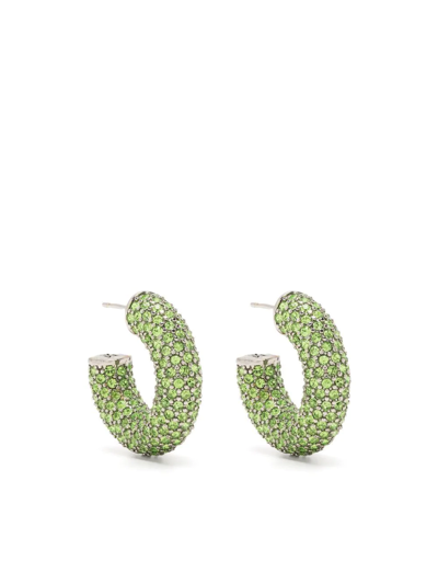 Amina Muaddi Peridot-embellished Half Hoop Earrings In Silver