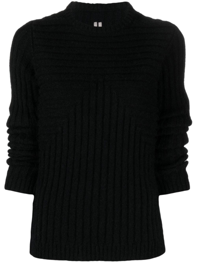 Rick Owens Long-sleeve Knitted Top In Schwarz